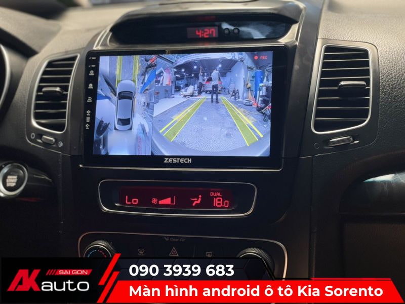 Màn hình android ô tô Kia Sorento lắp đặt tại AKauto