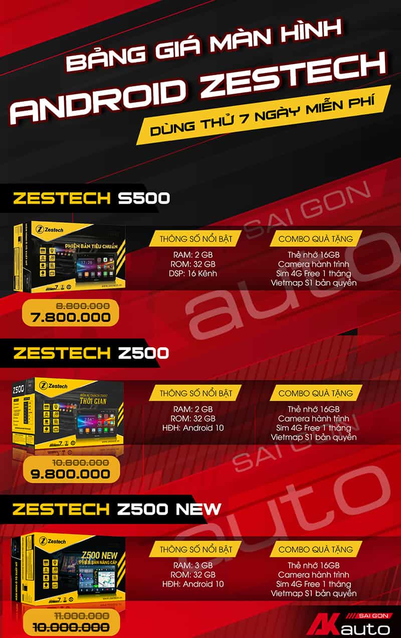 Màn hình Zestech S500, Z500 New