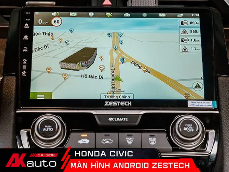 Dẫn đường trên màn hình Zestech cho xe Civic