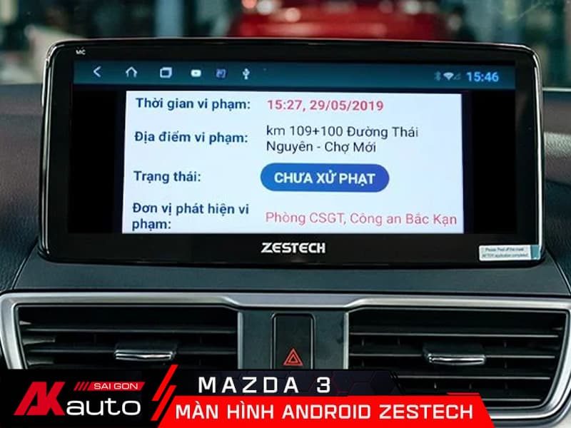 Màn Hình Zestech Mazda 3 check phạt nguội