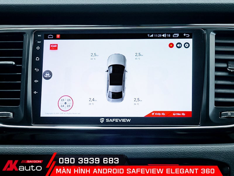 Màn Hình Safeview Elegant 360 cảm biến áp suất lốp