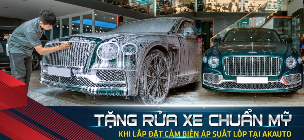 Lắp cảm biến áp suất lốp ô tô tặng rửa xe