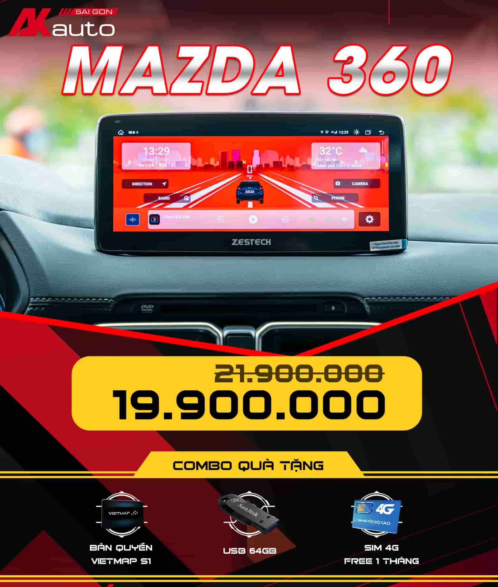 Giá bán và quà tặng màn hình Mazda MLK 360