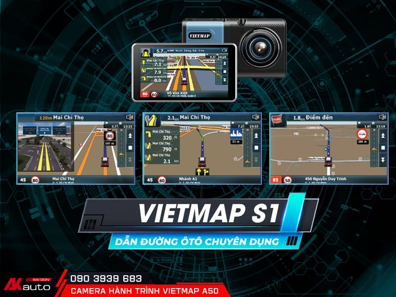 Camera hành trình Vietmap A50 có bản đồ dẫn đường Vietmap S1