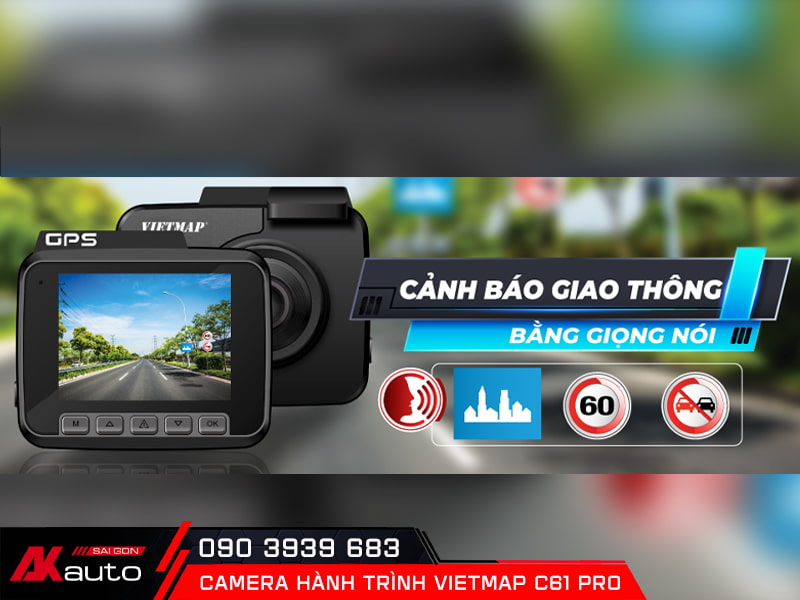 Camera hành trình Vietmap C61 Pro cảnh báo giao thông