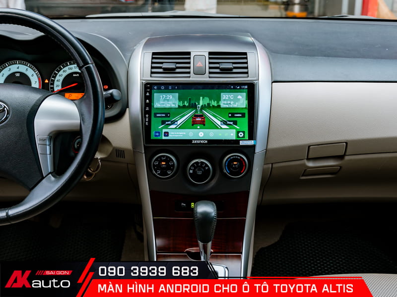 Giao diện android tối ưu tốt trên màn hình android ô tô Toyota Altis