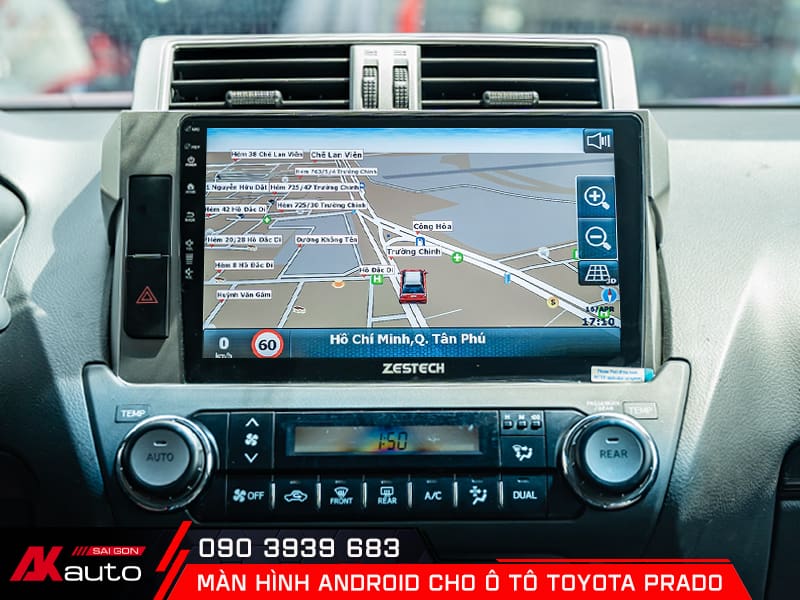 Bản đồ dẫn đường thông minh trên màn hình android ô tô Toyota Prado