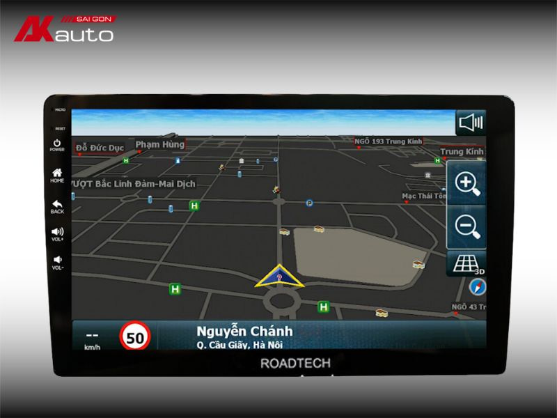 Bản đồ chỉ đường Vietmap trên màn hình Roadtech