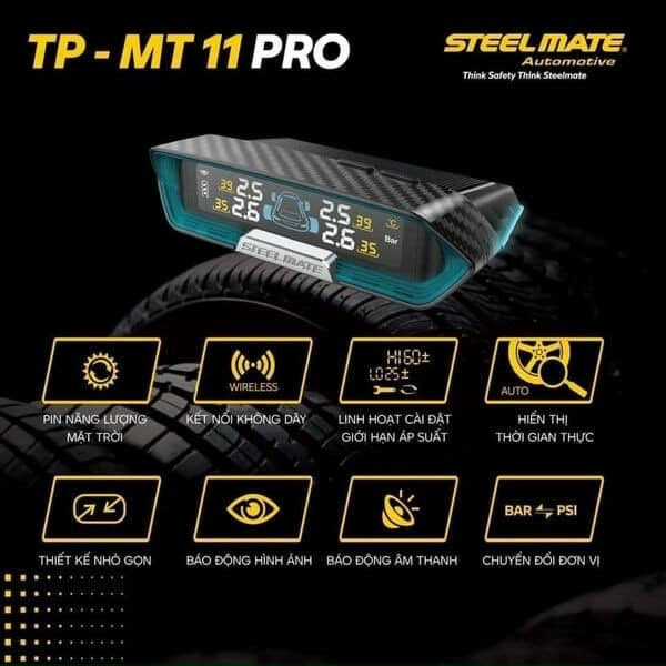 Cảm biến áp suất lốp Steelmate TP-MT11 Pro công nghệ mới