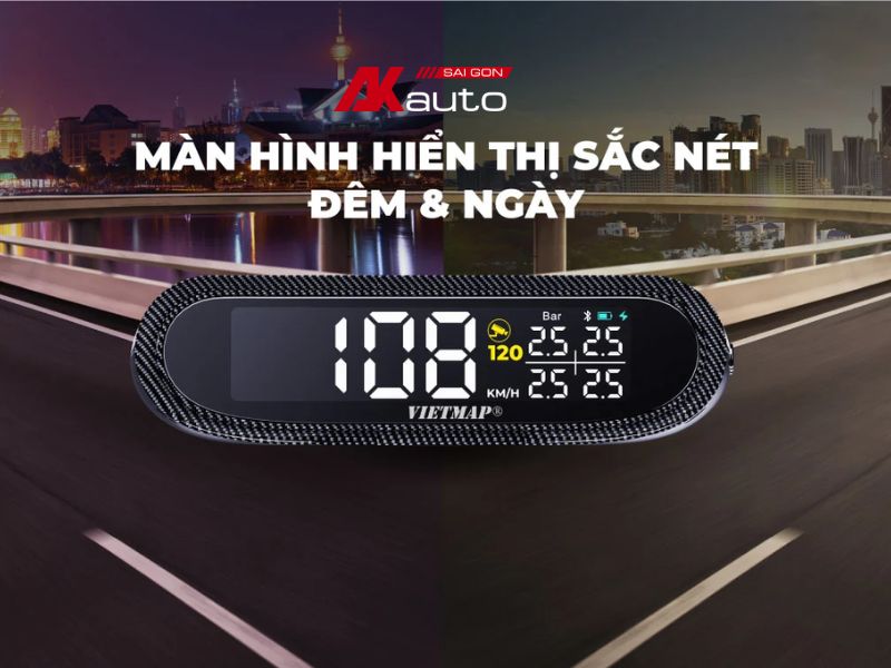 Cảm biến áp suất lốp Vietmap V3 giúp hiển thị sắc nét cả ngày và đêm