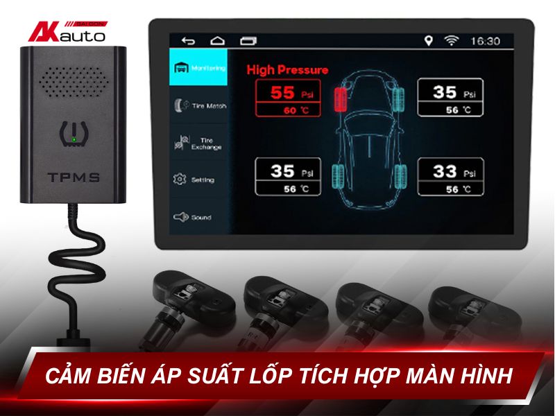 Cảm biến áp suất lốp tích hợp màn hình android chính hãng